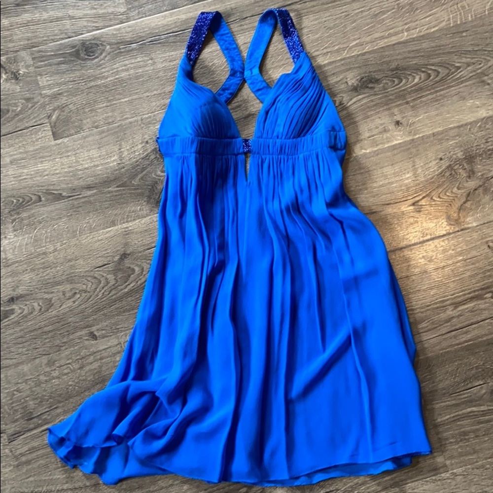 Royal blue beaded cocktail dress